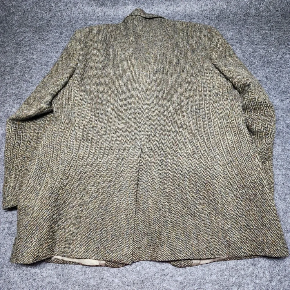 Woolrich Harris Tweed Handwoven Scottish Wool Herringbone Blazer Jacket 48L